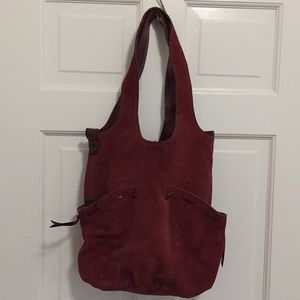 Red suede purse